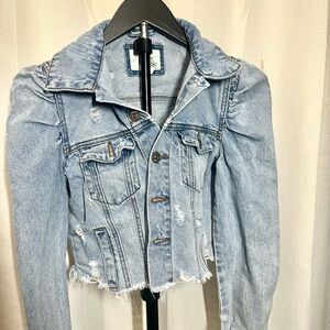 Forever 21 Blue Distressed Denim Jacket